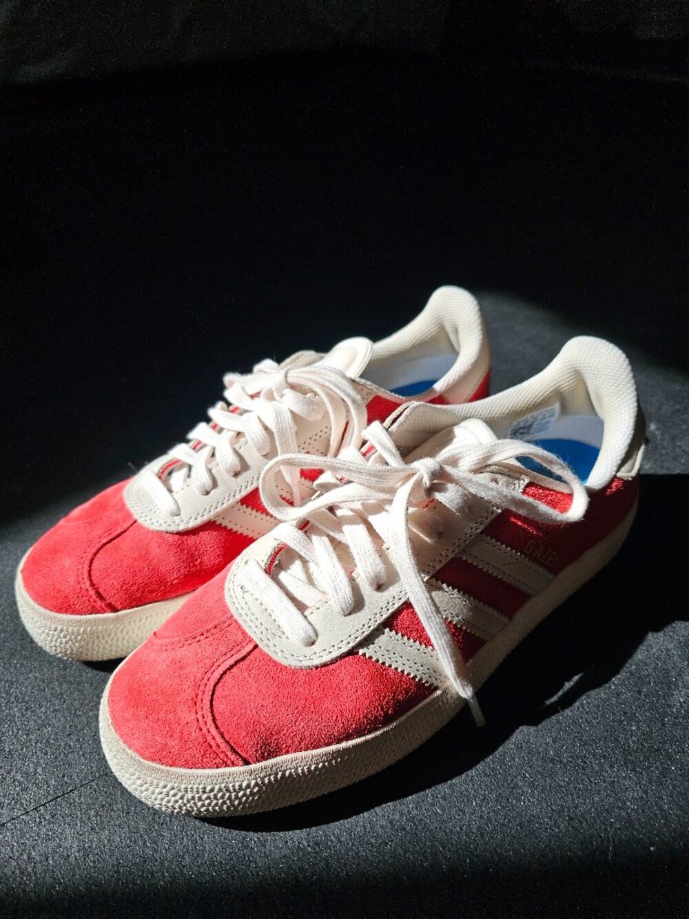 adidas Red and White Suede Athletic Sneakers